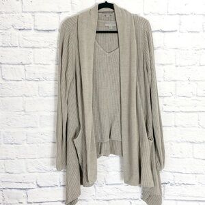 Barefoot Dreams CozyChic Ultra Lite Draped Shawl Collar Cardi and Tank set XL